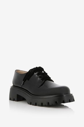 Stuart Weitzman Derbys aus geb&uuml;rstetem Leder mit Samtschn&uuml;rsenkeln Emerson 25