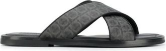 Ferragamo MenS Sion Gancini Sandals In Grey/black