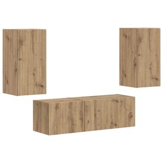 vidaXL Conjunto De Mueble Para Tv De Pared 4 Pcs Roble Artesanal Vidaxl