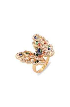 Eye Candy Los Angeles Ziva Butterfly Cubic Zirconia Ring in Gold at Nordstrom Rack