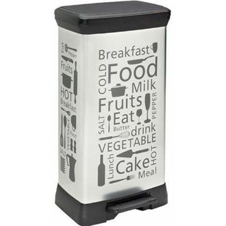 Curver Pattumiera a pedale Deco bin 50L, 39 x 29 x 73 cm, motivo cucina (205873) - Curver