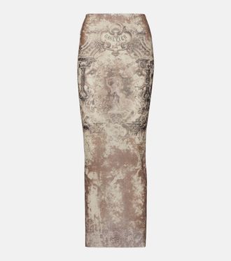 Jean Paul Gaultier Médallion printed mesh midi skirt