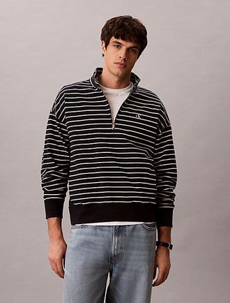 Calvin Klein Sudadera Holgada A Rayas Con Cremallera De Un Cuarto