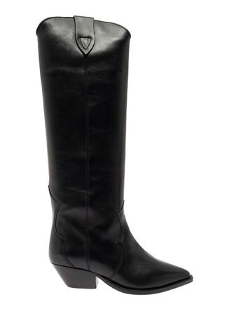Isabel Marant Denvee Black Knee-High Boots With Medium Block Heel In Leather Woman