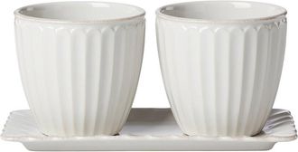 Lenox French Perle Scallop 3Pc Herb Pots & Tray Set