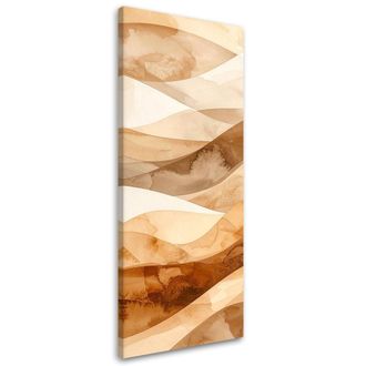 Feeby Cuadro En Lienzo, Olas Abstractas Beige Pastel, 40x120