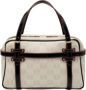 Loewe Pre-owned Womens Anagram Coated Canvas Handbag - Ivory Textile - One Size