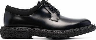 Ferragamo Mens Mark Leather Derby Shoes In Black