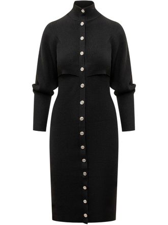 Pinko Gebreide jurk met knopen - Zwart