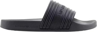Emporio Armani Schoenen, Heren, Zwart, 41 EU, Logo Tape Pool Side Slider