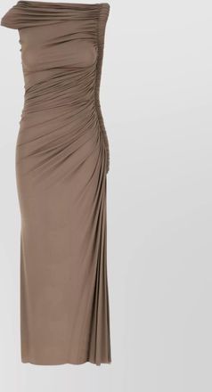 Alaia stretch viscose dress with draped one shoulder