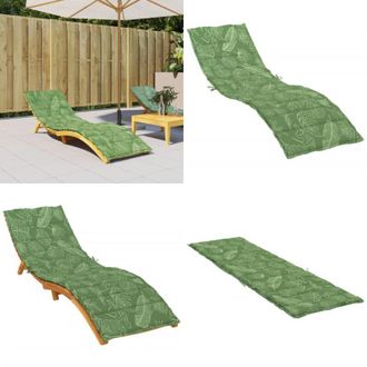 vidaXL Cuscino per Lettino con Motivo a Foglie in Tessuto Oxford - Cuscino da giardino - Cuscino per patio