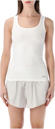 Maison Margiela Ribbed Tank Top - Dames - Tops zonder mouwen - Wit - L/Xl - Katoen - Tops