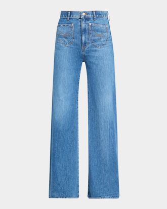 Veronica Beard Grant Western Wide-Leg Jeans
