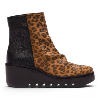 FLY London vrouwen Black Tan Su&egrave;de Leren Sleufhak Platform Enkellaarzen - BAAN538