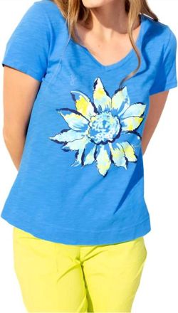 Habitat Escape Peruvian Cotton Sunflower V-Neck Tee In Riviera