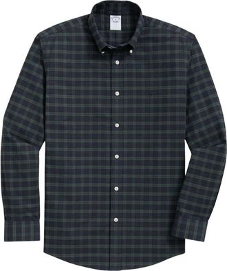 Brooks Brothers Regular Fit Non-Iron Plaid Stretch Oxford Overhemd met Button-Down Kraag - Heren - Casual Overhemden - Zwart - S - Katoen - Overhemden