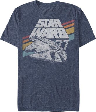 Star Wars Mens Star Wars Retro 77 Millennium Falcon Stripes Graphic Tee in Navy Blue Heather at Nordstrom, Size Xxx-Large