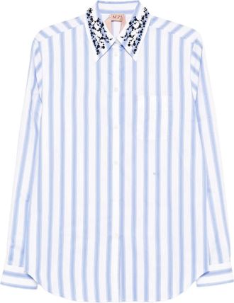 N°21 Camicia a righe con decorazione - Bianco