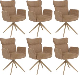 Hhg [nunca Usado] Juego De 6 Sillas De Comedor Hhg-057, Silla Giratoria Con Retorno Autom&aacute;tico, Tejido Boucl&eacute; De 350 G/m&sup2;, Certificado Oeko-tex, Marr&oacute;n Cl
