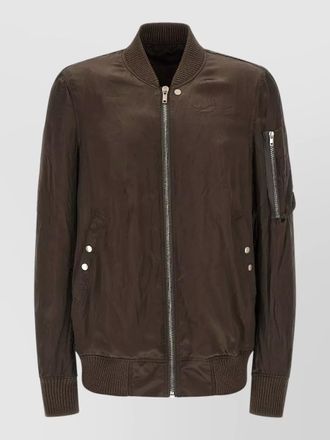Rick Owens flight bomber jacket ribbed collar cuffs pockets