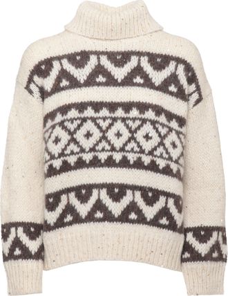 PESERICO Ivory Alpaca Blend Sweater With Geometric Pattern