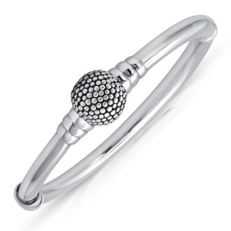 MAX + STONE 925 Sterling Silver 7 Inch Beaded Ball Bracelets with Hinged Clasp