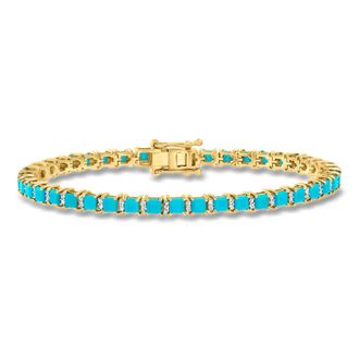 Ross-Simons Turquoise and 0.42- Diamond Tennis Bracelet in 18kt Gold Over Sterling