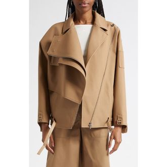 Courr&egrave;ges Oblique Short Cotton Trench Jacket in Fauve at Nordstrom, Size 38