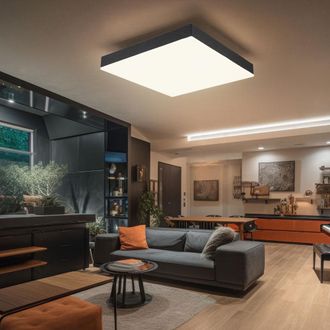 Globo Lighting Plafoniera Soggiorno Lampada Da Soffitto Lampada Da Sala Da Pranzo Lampada Da Ufficio Quadrata, Metallo Nero Acrilico Bianco Plastica, 1x Led 1200lm 3