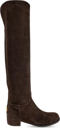 Dolce & Gabbana Su&egrave;de kniehoge laarzen - Dames - Over de knie laarzen - Bruin - 37 EU - Su&egrave;de - Schoenen