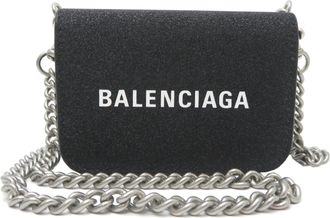 Balenciaga Black Leather Chain/Shoulder Wallet (Pre-Owned)