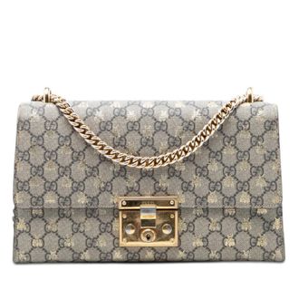 Gucci Pre-owned Gucci Medium GG Supreme Bee Padlock Shoulder Bag Ladies AQ8U962DF8Y97S7Q