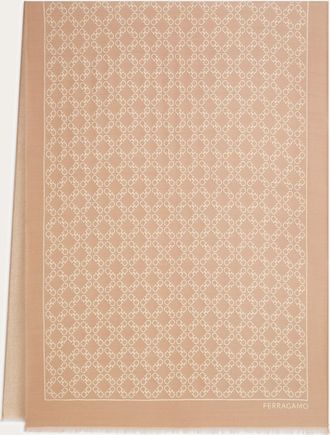 Ferragamo Women Gancini jacquard stole with lurex Beige