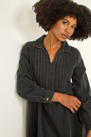 Roman Cotton Blend Denim Shirt Dress