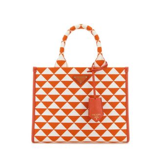 Prada Embroidered Fabric Small Symbole Shopping Bag