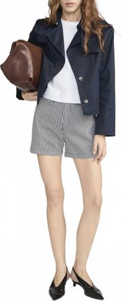 Frame Denim Everyday Shorts In Navy Stripe