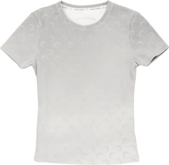 Marine Serre crescent moon-motif t-shirt - women - Cotton - L - Grey