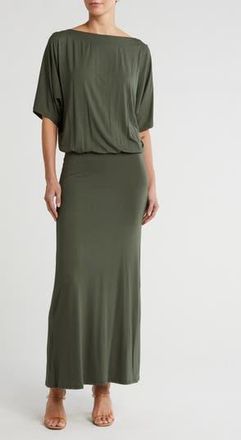 Go Couture Dolman Sleeve Maxi Dress in Moss at Nordstrom Rack, Size X-Large