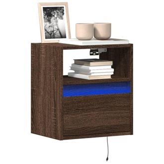 Berkfield Home TV Wall Cabinets with LED Lights 2 pcs Brown Oak 41x31x45 cm | Size: 41 x 31 x 45 cm