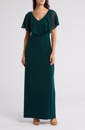 Connected Flutter Sleeve V-Neck Dress in Hunter at Nordstrom Rack, Size 12