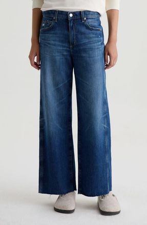 AG - Adriano Goldschmied Saige Raw Hem Ankle Wide Leg Jeans in Watermist at Nordstrom, Size 28