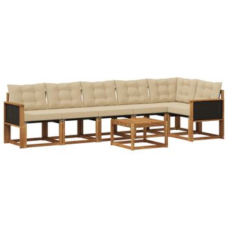 vidaXL Conjunto De Sof&aacute;s De Exterior Con Coj&iacute;n 7 Pcs Natural Y Beige Vidaxl