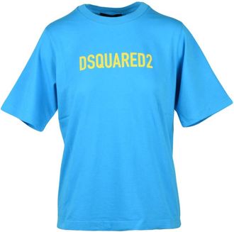 Dsquared2 T-Shirt - Dames - T-shirts - Blauw - S - Katoen - Tops