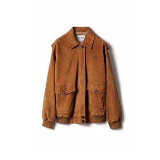 Miu Miu Suede Blouson Jacket, Woman, Cinnamon, Size 38
