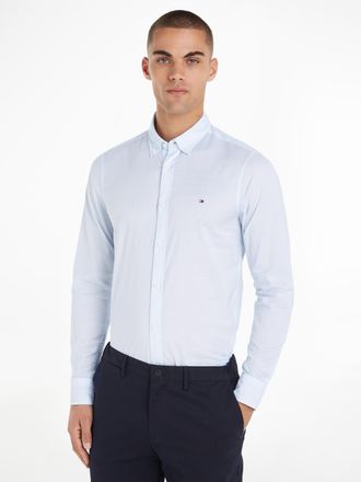 Tommy Hilfiger Businesshemd TOMMY HILFIGER FLEX MICRO FOULARD Slim Fit SHIRT, Herren, Gr. 3XL, N-Gr, blau (optic wei&szlig;, vessel blau), Web, Obermaterial: 100% Baumwoll