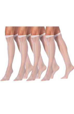 Lechery 4 Pairs of Glossy Sheer Knee-Highs in White at Nordstrom