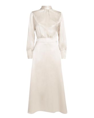 Colombo Beige Silk Midi Dress Size M