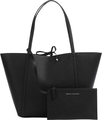 A|X Armani Exchange Women Essential, Angie, Italic Logo, Internal Pochette Shopping Bag, Black, One Size