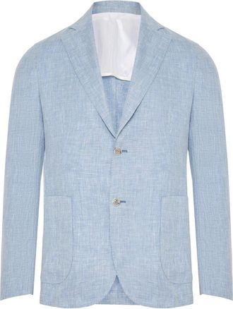 Barba Heren, Jassen, Blauw, Maat: 2XL Linnen